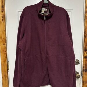 Duluth Mens Threshold Fleece Full Zip Mock Sweater XL Tall Full Jacket Maroon
